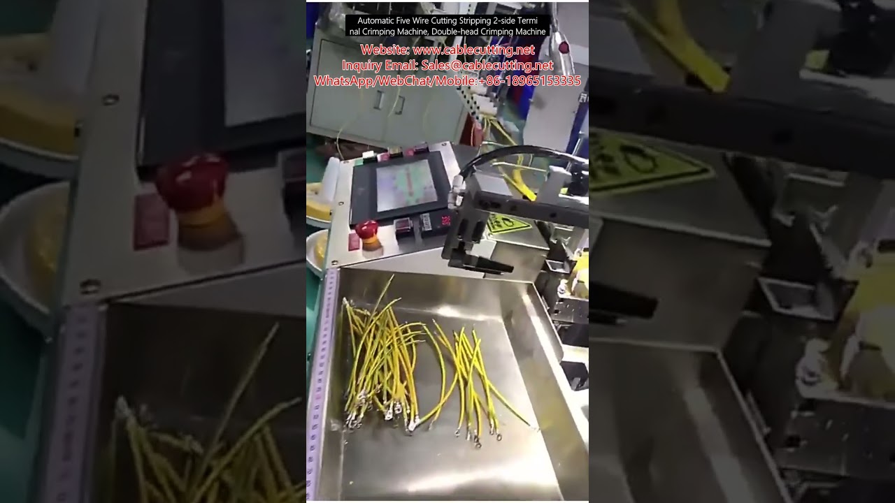 Machine automatique de coupe-dénudage et sertissage double tête pour 5 fils