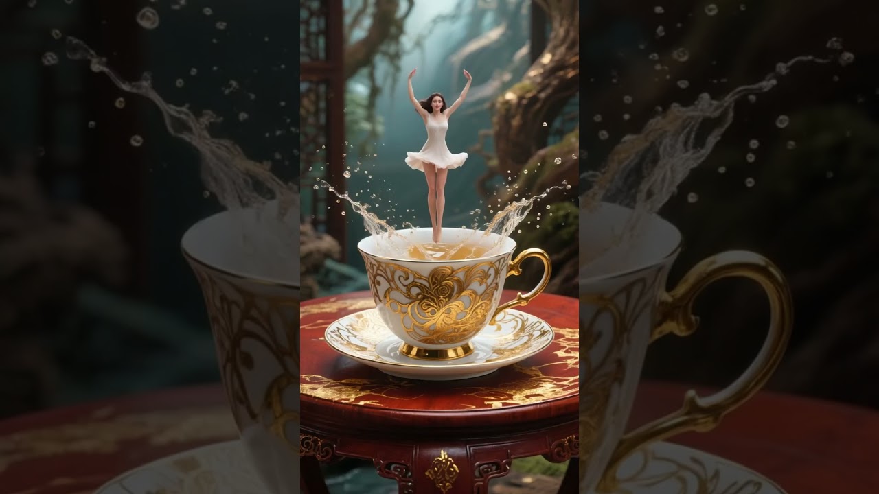 Danse gracieuse d'une belle femme dans une tasse #danse #beauté