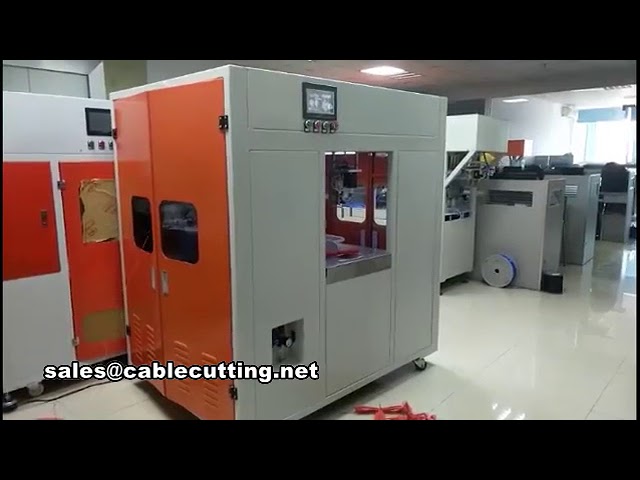 Machine automatique de coupe, dénudage et enroulement-liage de câbles
