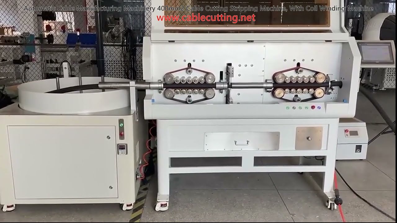 Machine automatique de coupe et dénudage de câbles 400mm² avec enroulement – Équipement de fabrication de câbles