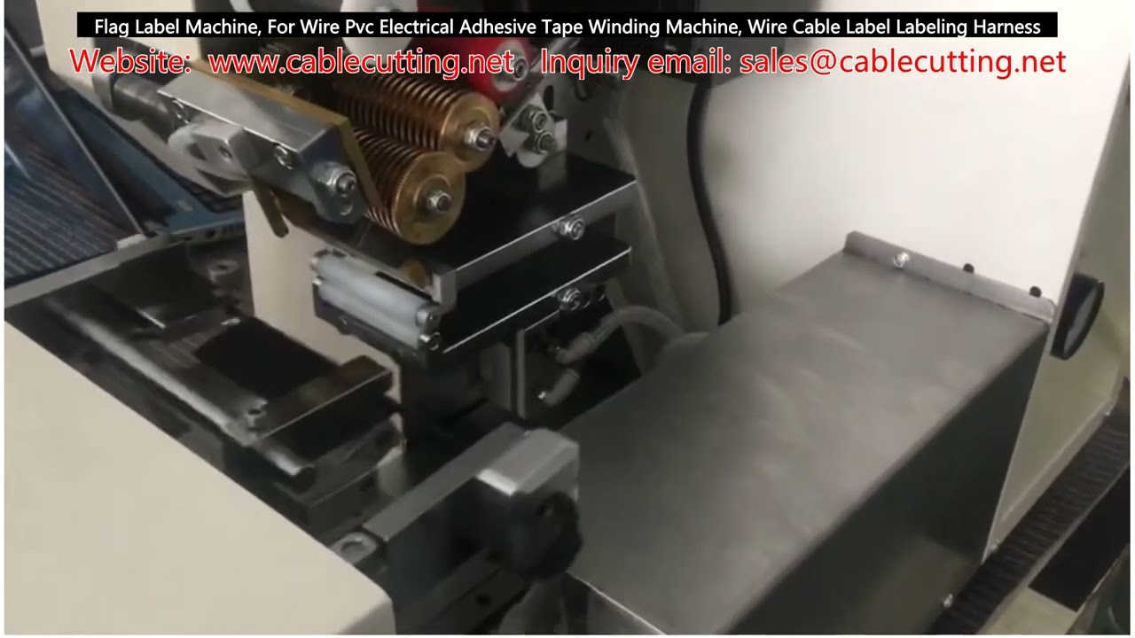Machine à étiquettes drapeau pour câbles et fils PVC : bobinage et étiquetage automatiques